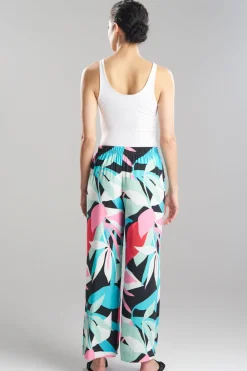 Abstract Palm Printed Satin Pants