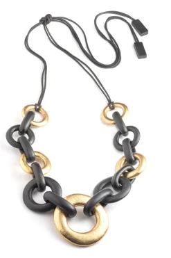 Acacia Wood and Gold Plated Circle Chain Link Tie Belt