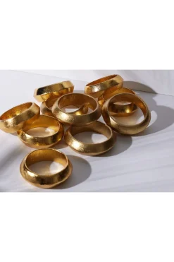 Acacia Wood and Gold Plated Bangle Set