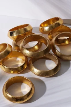 Acacia Wood and Gold Plated Bangle Set