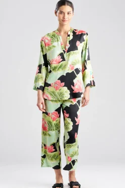 Ascendant Lotus Printed Satin Mandarin PJ Set