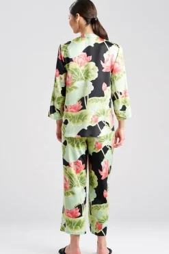 Ascendant Lotus Printed Satin Mandarin PJ Set