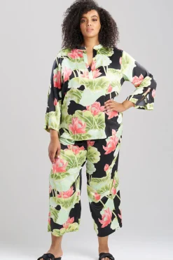 Ascendant Lotus Printed Satin Mandarin PJ Set