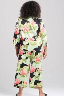 Ascendant Lotus Printed Satin Mandarin PJ Set