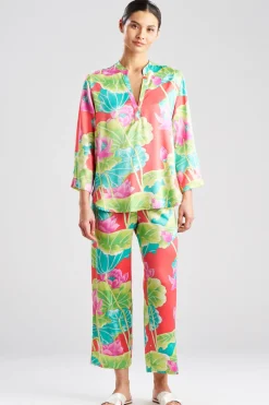 Ascendant Lotus Printed Satin Mandarin PJ Set