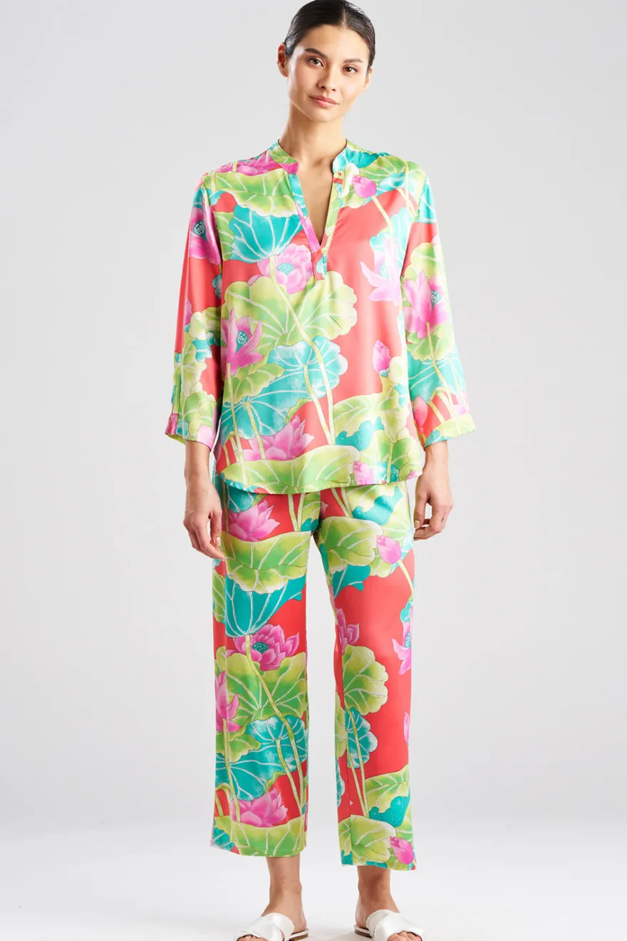 Ascendant Lotus Printed Satin Mandarin PJ Set