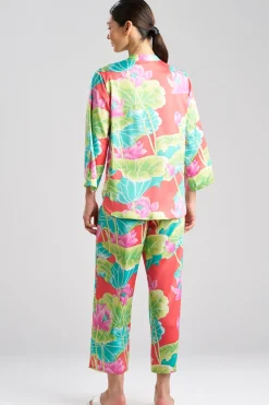 Ascendant Lotus Printed Satin Mandarin PJ Set