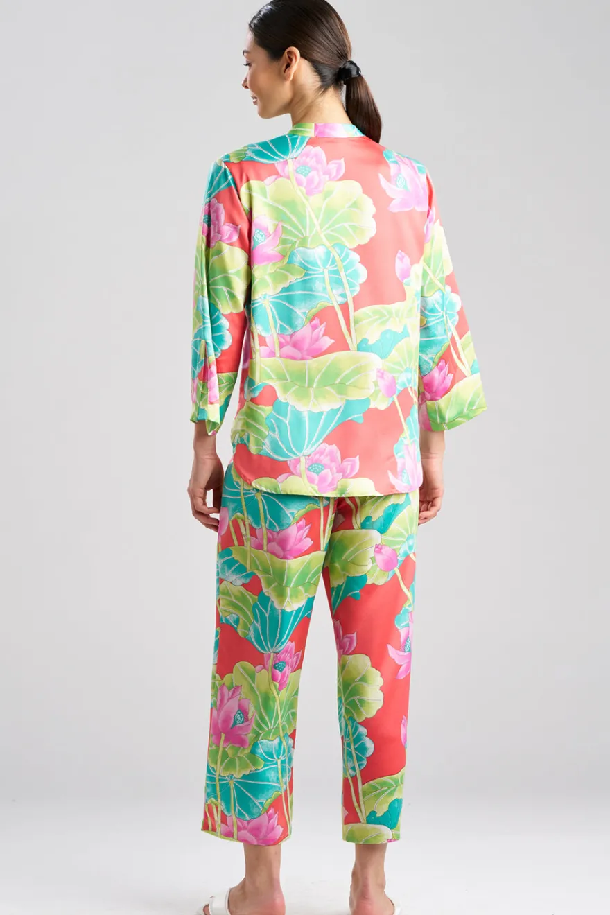 Ascendant Lotus Printed Satin Mandarin PJ Set