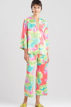 Ascendant Lotus Printed Satin Mandarin PJ Set