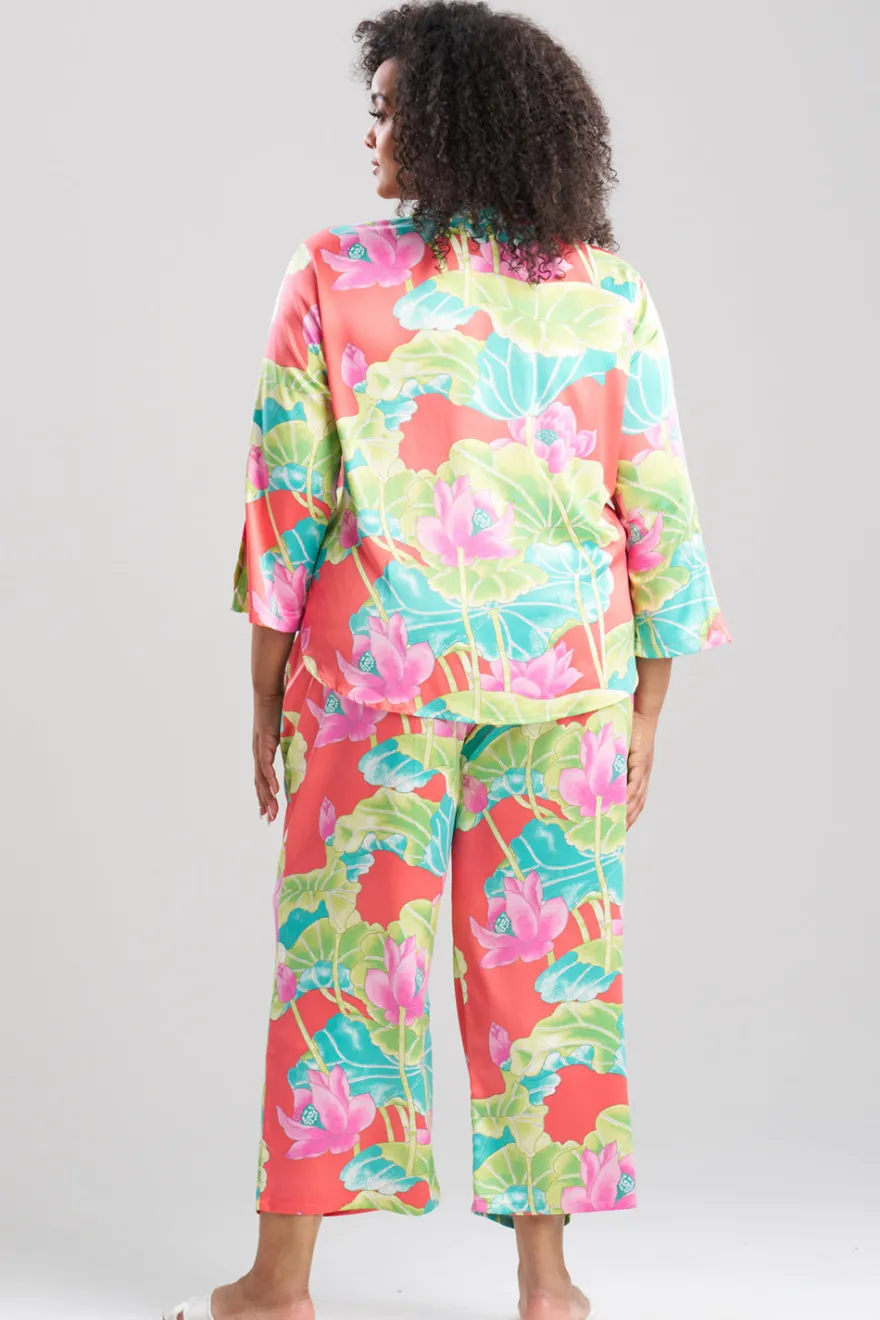 Ascendant Lotus Printed Satin Mandarin PJ Set