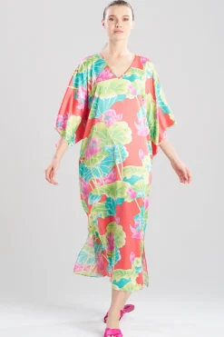 Ascendant Lotus Printed Satin Caftan