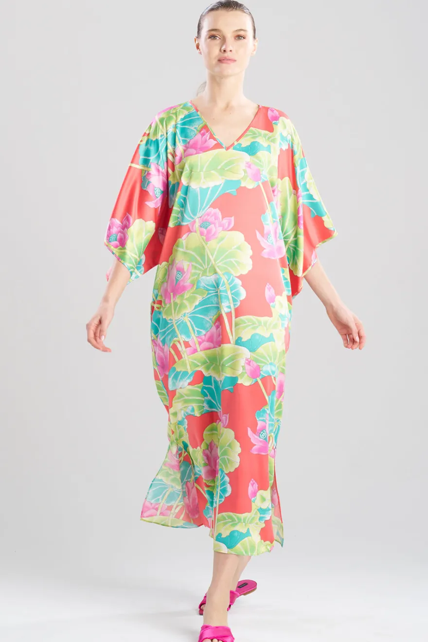 Ascendant Lotus Printed Satin Caftan