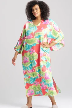 Ascendant Lotus Printed Satin Caftan