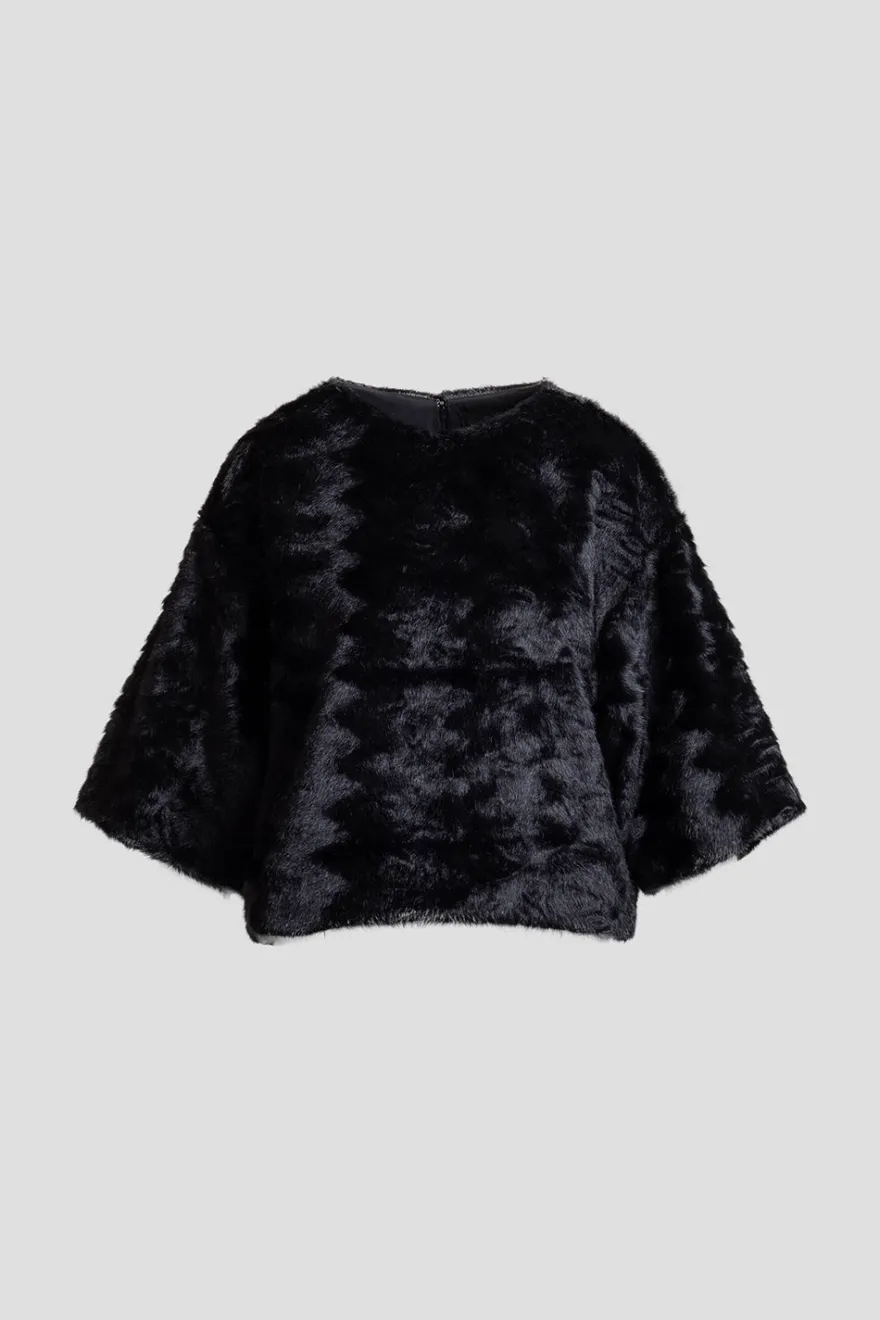 Astrakhan Faux Fur T-Shirt Top