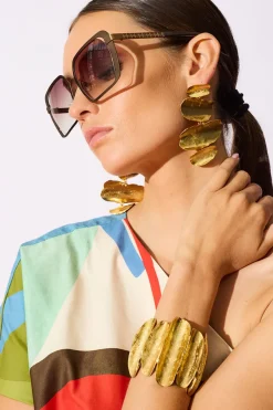 Aurea Gold Plated Drop Pierced Earrings