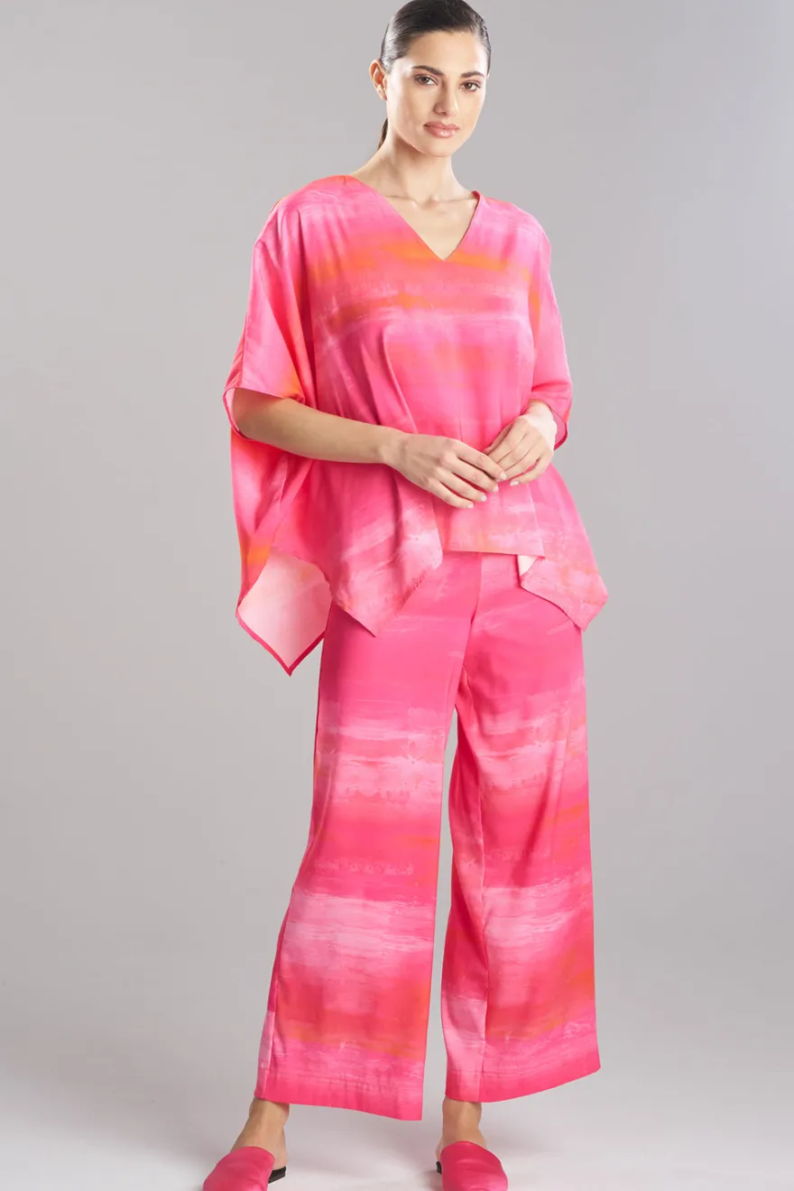 Aurora Printed Satin Caftan Top