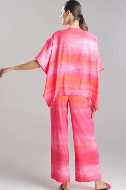 Aurora Printed Satin Caftan Top