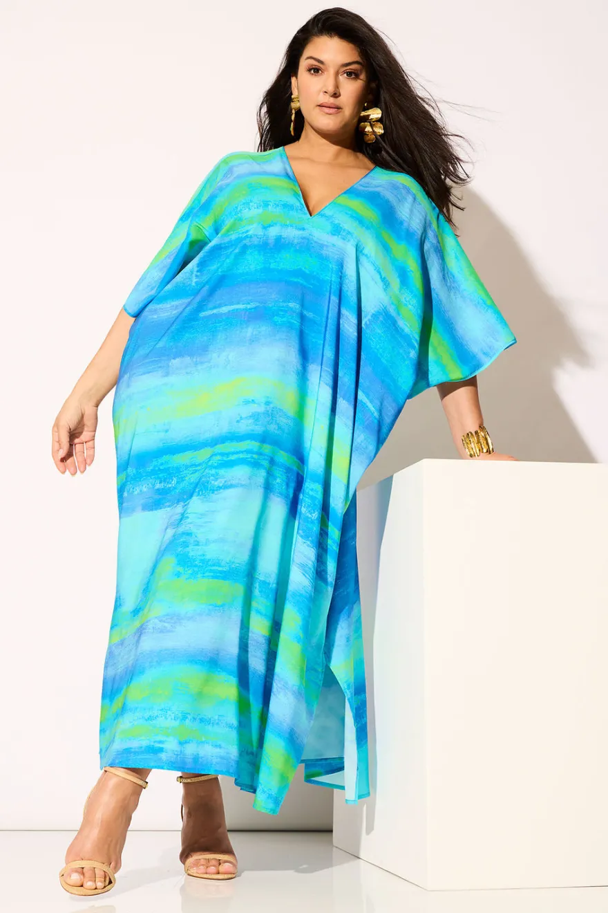 Aurora Printed Satin Caftan