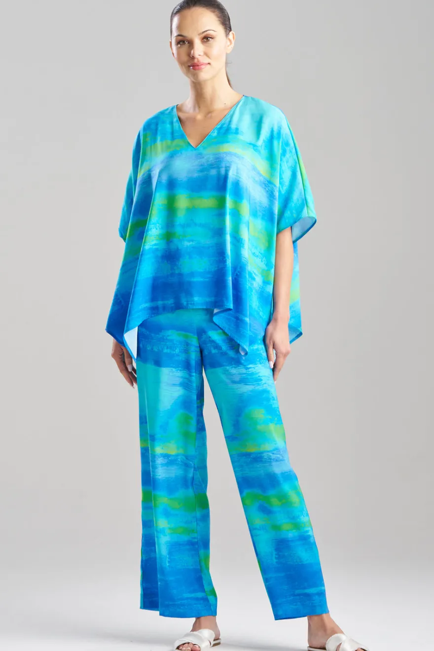 Aurora Printed Satin Caftan Top