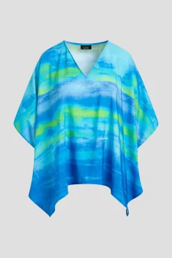 Aurora Printed Satin Caftan Top