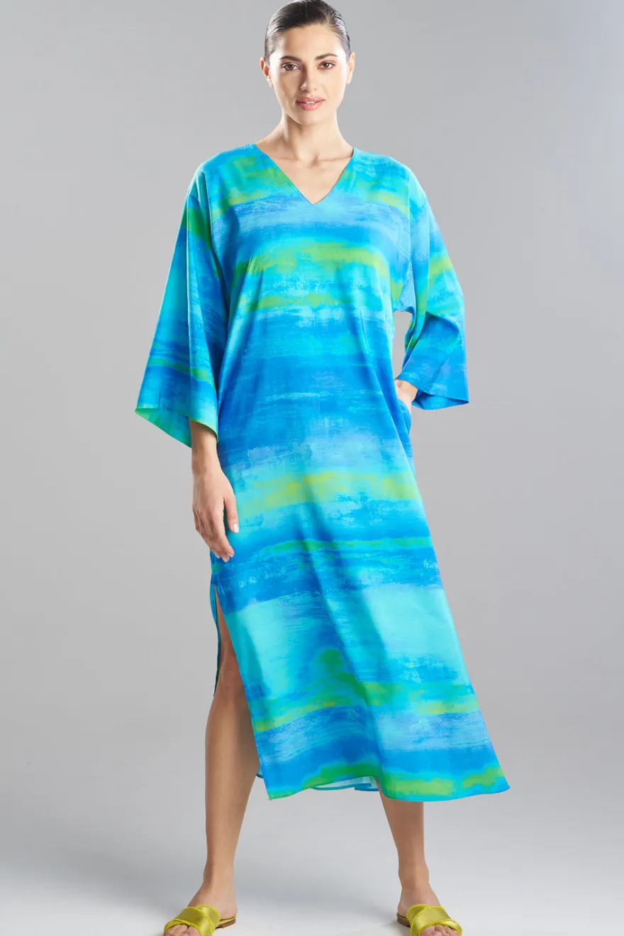 Aurora Printed Satin Slim Caftan