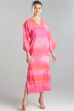Aurora Printed Satin Slim Caftan