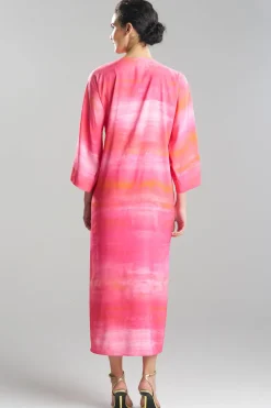 Aurora Printed Satin Slim Caftan