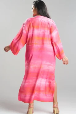 Aurora Printed Satin Slim Caftan