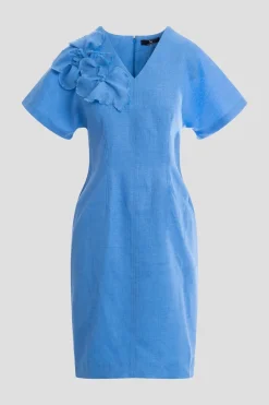 Basket Weave Embellished Dolman Sleeve Fitted Dress