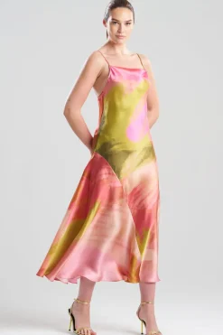 Brushstroke Silk Slip Dress