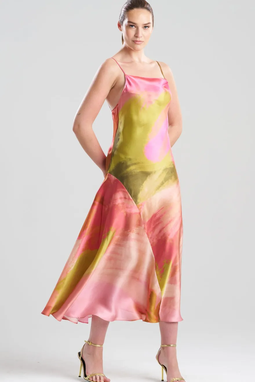 Brushstroke Silk Slip Dress
