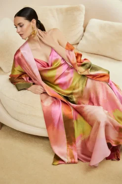 Brushstroke Silk Slip Dress