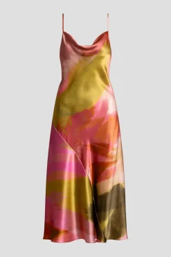 Brushstroke Silk Slip Dress