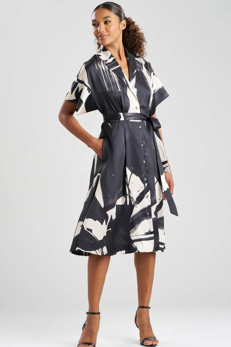 Brushstroke Silky Twill Shirtdress