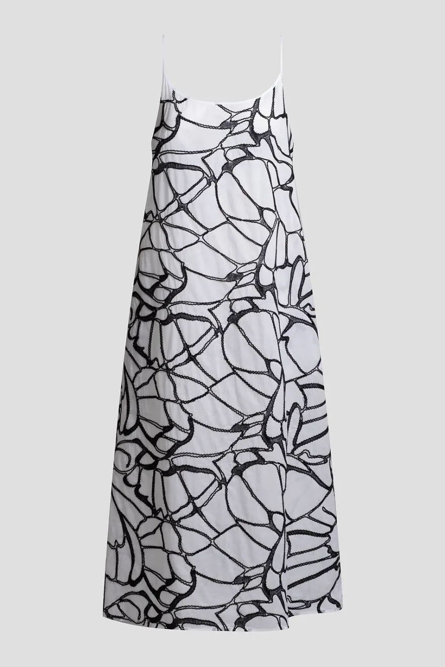 Butterfly Embroidery Cotton Sundress