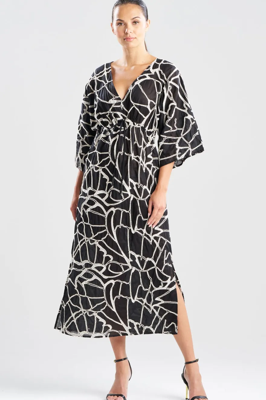 Butterfly Embroidery Cotton Caftan