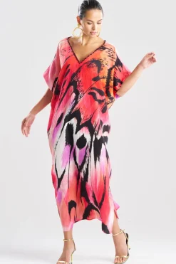 Butterfly Linen Blend Beaded Caftan