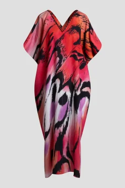 Butterfly Linen Blend Beaded Caftan
