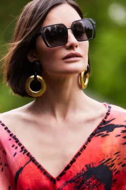 Butterfly Linen Blend Beaded Caftan