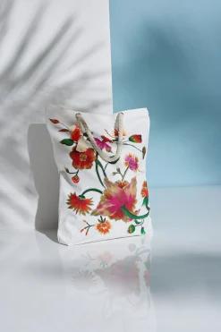 Chikayo Embroidered Canvas Tote Bag