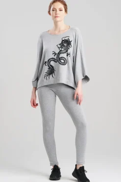 Cocoon Brushed French Terry Dragon Embroidered Kimono Top