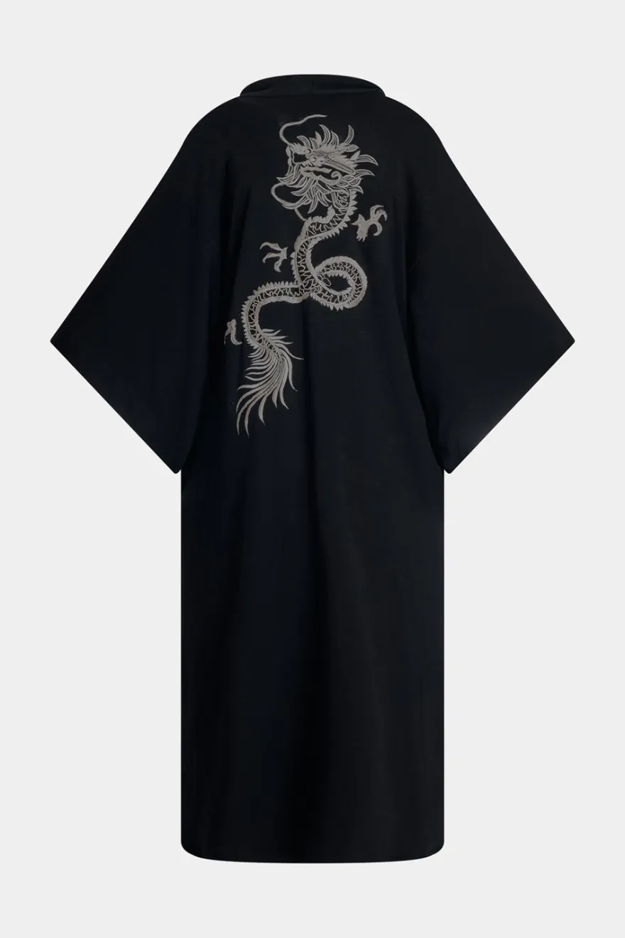 Cocoon Brushed French Terry Dragon Embroidered Robe