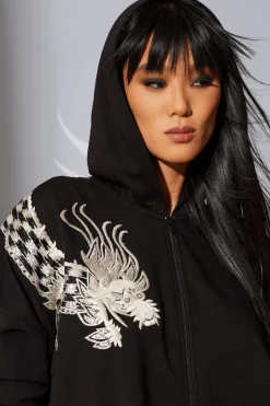 Cocoon Dragon Embroidered Hoodie