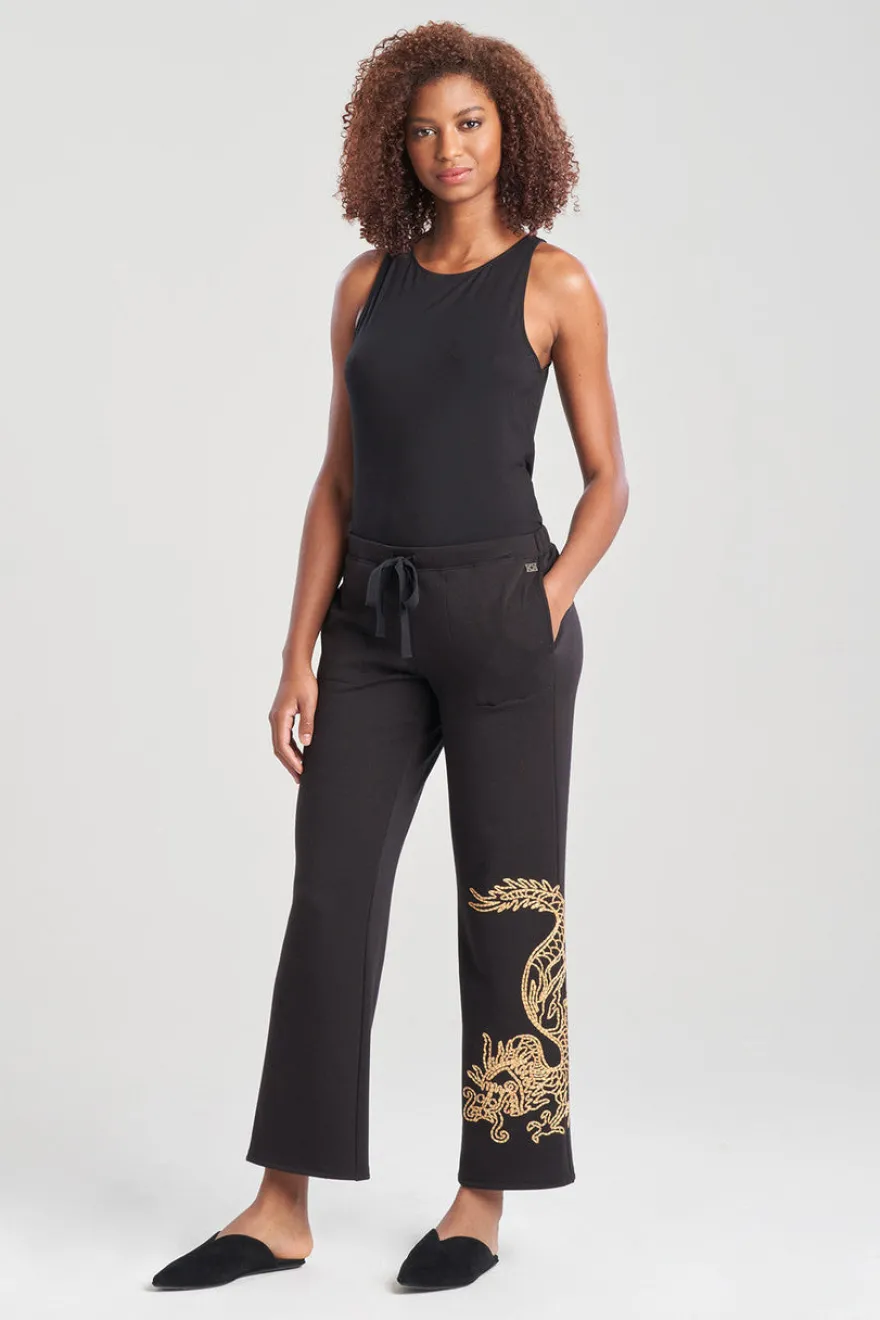 Cocoon Embroidered Dragon Straight Leg Pants