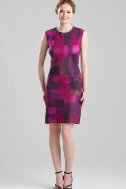 Color Block Knit Crepe Sheath Dress
