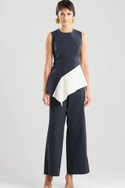 Color Block Tech Cotton Taffeta Asymmetric Top