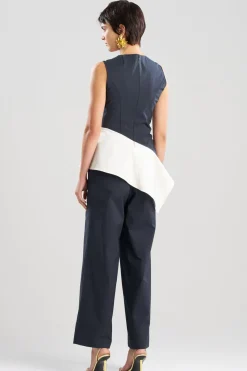 Color Block Tech Cotton Taffeta Asymmetric Top