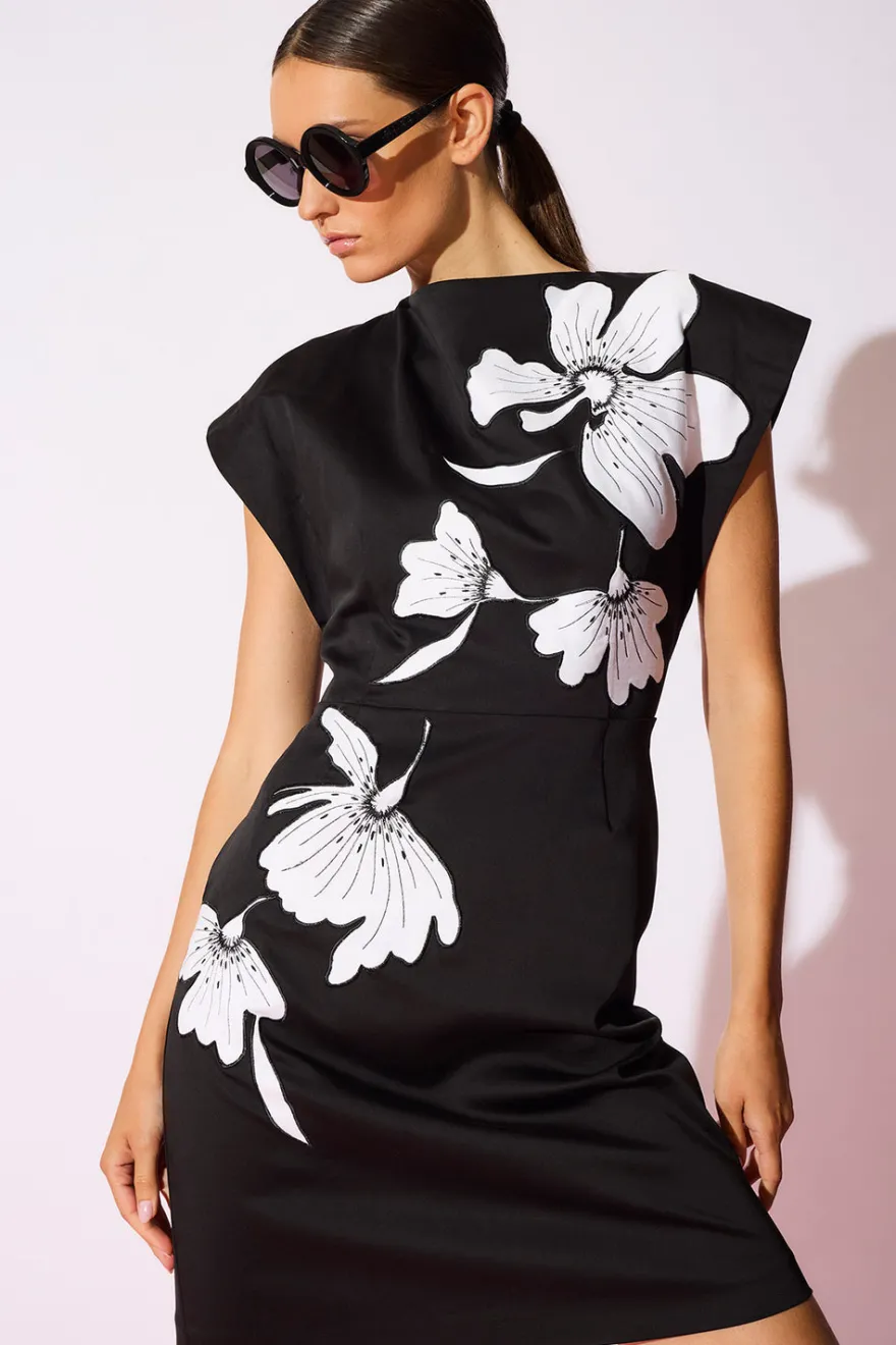 Cotton Chino Embroidered Mini Dress
