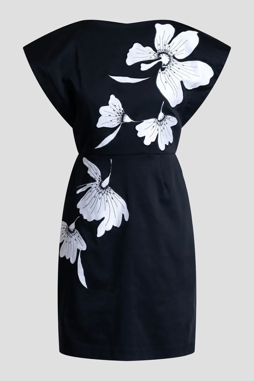 Cotton Chino Embroidered Mini Dress