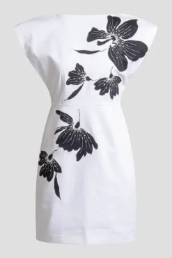 Cotton Chino Embroidered Mini Dress